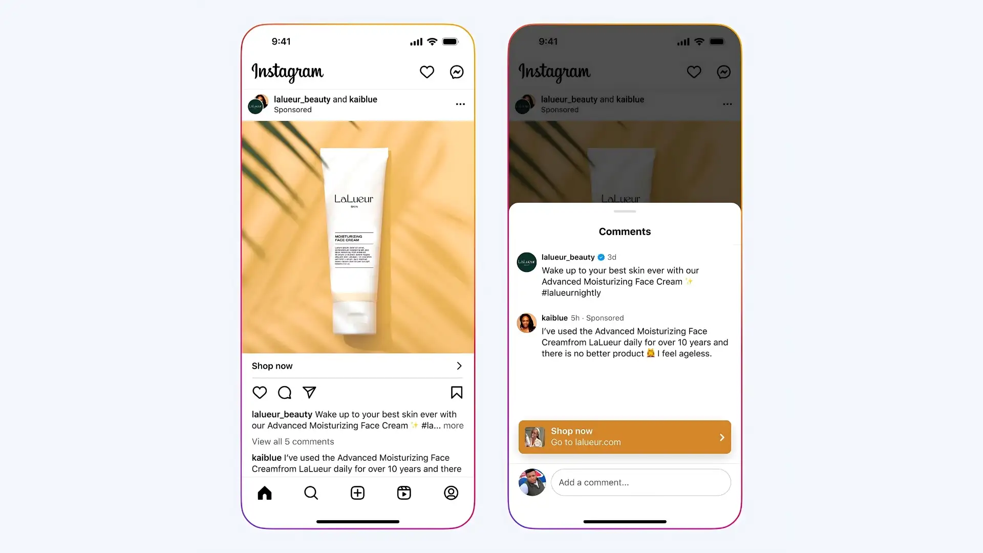 Instagram témoignages sponsorisés